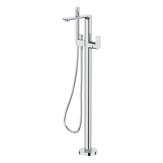 Floor-standing bathtub mixer, with flexible hose and hand shower:72901C