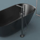 Floor-standing bathtub mixer, with flexible hose and hand shower:72901C