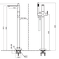 Floor-standing bathtub mixer, with flexible hose and hand shower:72901C
